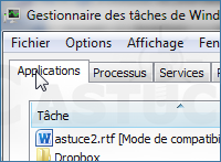 Lancer programme Gestionnaire tâches Windows