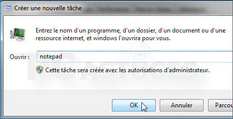 Lancer programme Gestionnaire tâches Windows