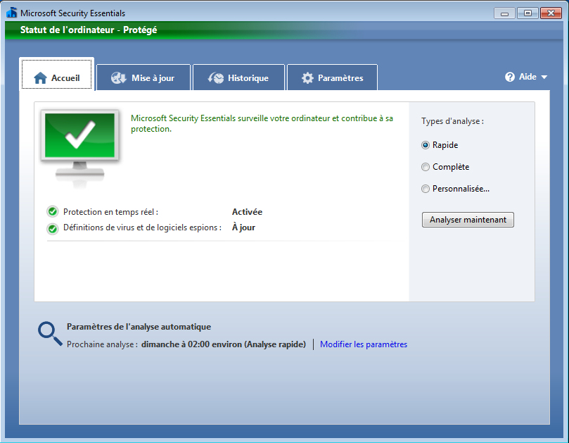 Microsoft Security Essentials Windows 7/Vista 64 bits - Agrandissement ...